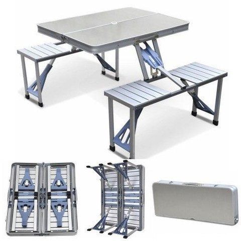 Розкладний стіл і стільці Artist Hand Aluminum Picnic Folding Table with 4 Seats Portable Camping Table 291 фото