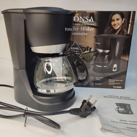 Капельная кофеварка с колбой и подогревом на 650 ML YONSA 650W VEN206 фото
