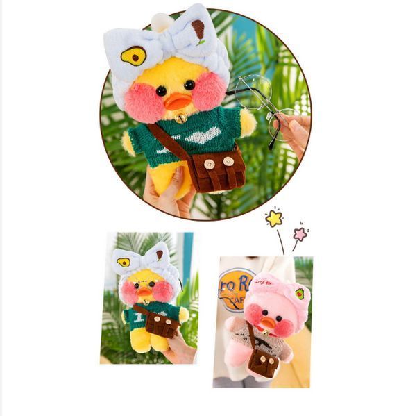 М'яка іграшка Huada Toys качечка в окулярах Lalafanfan 35 см, плюшева качка в одязі Cafe mimi duck Лалафанфан TV1000PCS фото