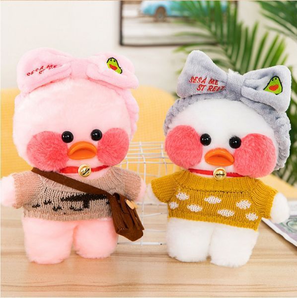 М'яка іграшка Huada Toys качечка в окулярах Lalafanfan 35 см, плюшева качка в одязі Cafe mimi duck Лалафанфан TV1000PCS фото