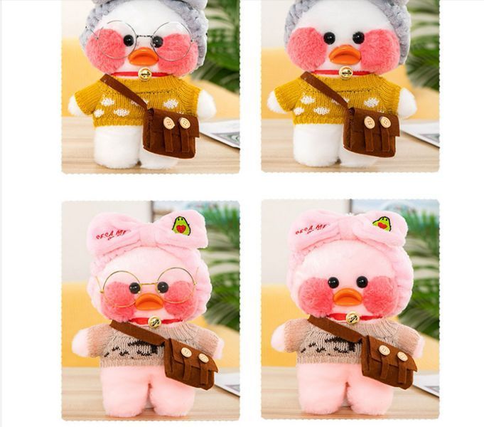 М'яка іграшка Huada Toys качечка в окулярах Lalafanfan 35 см, плюшева качка в одязі Cafe mimi duck Лалафанфан TV1000PCS фото