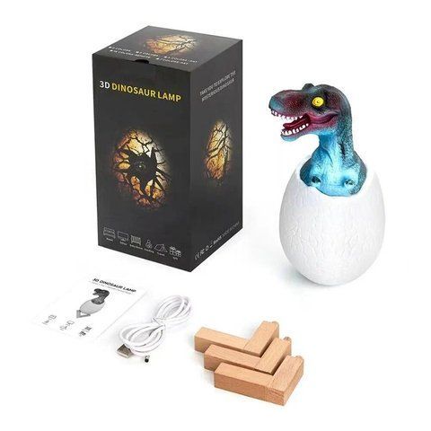 Детский светильник Sunroz 3D Dinozaur Lamp лампа-ночник "Динозаврик в яйце" с пультом ДУ NEV0777 фото