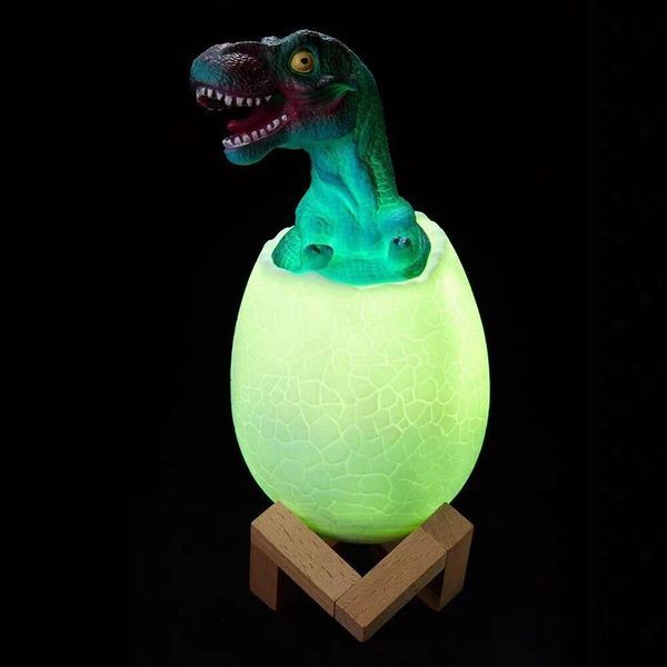 Дитячий світильник Sunroz 3D Dinozaur Lamp лампа-нічник "Динозаврик у яйці" з пультом ДК NEV0777 фото