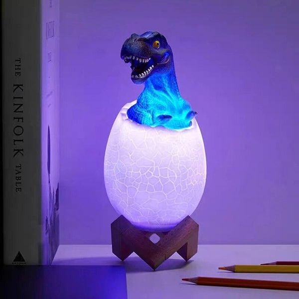 Дитячий світильник Sunroz 3D Dinozaur Lamp лампа-нічник "Динозаврик у яйці" з пультом ДК NEV0777 фото
