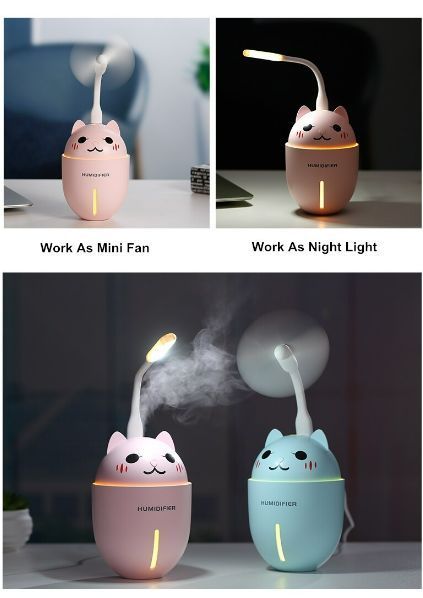 Зволожувач повітря Humidifier Нічник Котик 320 мл USB ультразвуковий HM2 фото