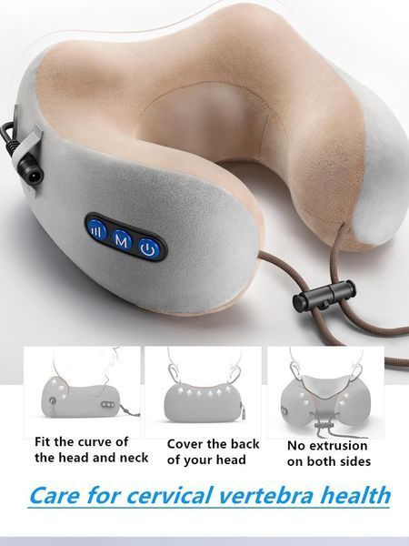 Масажна подушка роликовий масажер для спини, шиї Shaped Massage Pillow з підігрівом роликами вібрацій VEN0226 фото
