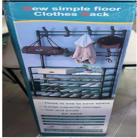Вішалка для одягу з полицями для взуття NEW simple floor clothes rack VENH17 фото