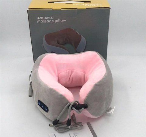 Масажна подушка роликовий масажер для спини, шиї Shaped Massage Pillow з підігрівом роликами вібрацій VEN0226 фото