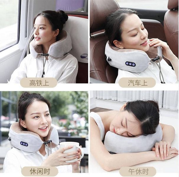 Масажна подушка роликовий масажер для спини, шиї Shaped Massage Pillow з підігрівом роликами вібрацій VEN0226 фото