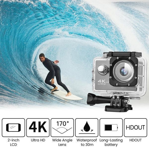 Екшн камера DVR 4K SPORT з пультом і Wi-Fi аквабокс для знімання під водою + набір кріплень VEN153 фото