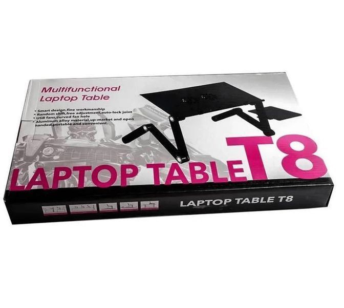 Столик для ноутбука з охолодженням Laptop Table T8, 2 кулера, матеріал - сплав алюмінію TV8 фото