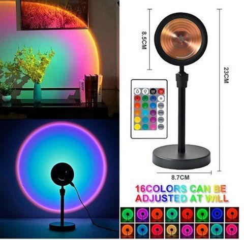 Проєкційна різнобарвна RGB LED-лампа Sunset Lamp з ефектом заходу з пультом, світильник заходу/розсвітла, 1 VEN212 фото