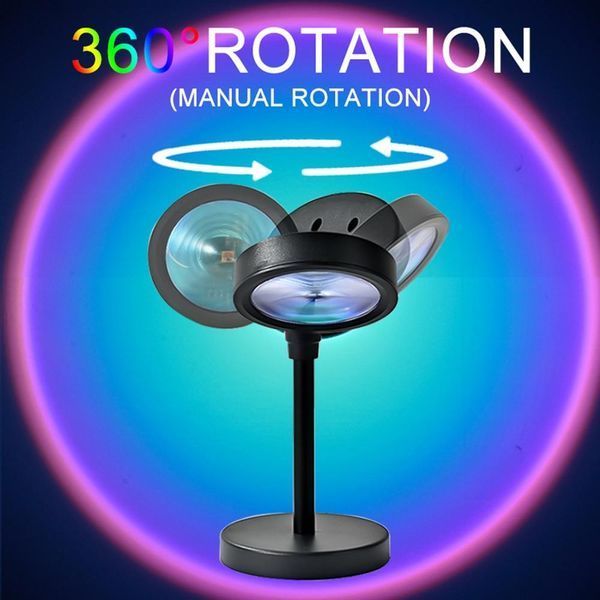 Проєкційна різнобарвна RGB LED-лампа Sunset Lamp з ефектом заходу з пультом, світильник заходу/розсвітла, 1 VEN212 фото