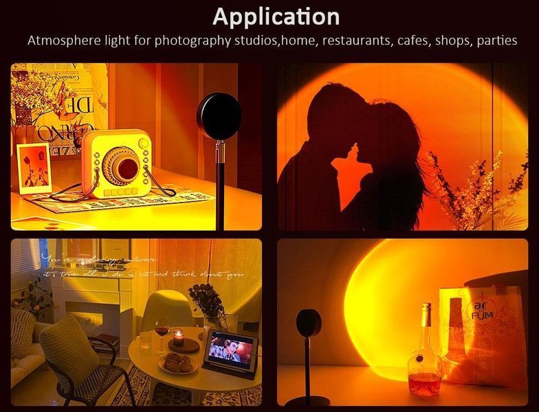 Проєкційна різнобарвна RGB LED-лампа Sunset Lamp з ефектом заходу з пультом, світильник заходу/розсвітла, 1 VEN212 фото