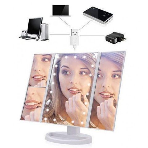 Бездротове косметичний потрійне дзеркало з підсвічуванням Magic MakeUp Mirror сенсорне TV39 фото