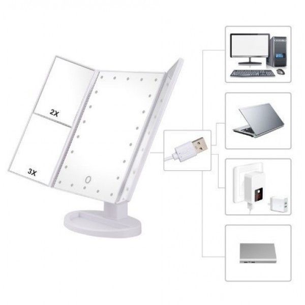 Зеркало тройное с подсветкой беспроводное Magic MakeUp Mirror сенсорное TV39 фото