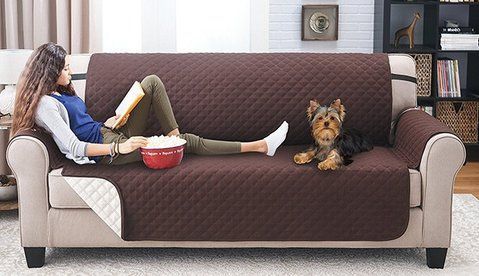 Покривало на диван двостороннє Couch Coat, Коричневий, накидка на меблі VEN0344 фото