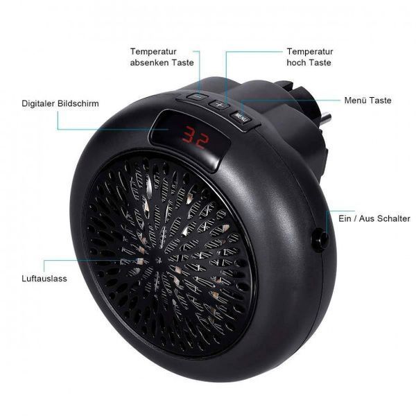 Портативний тепловентилятор мініобігрівач у розетку Wonder Heater 900W 851 фото