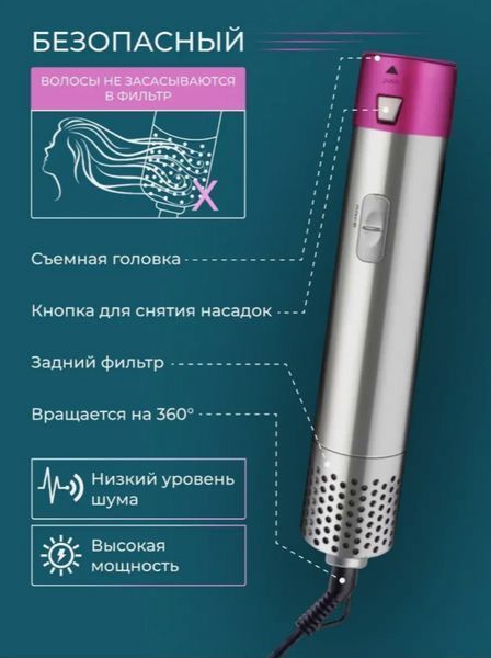Мультистайлер 5 в 1 Hot Air Styler UKC для різних типів волосся з функціями додання об'єму + Коробка VEN0150A фото