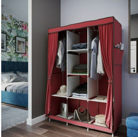 Складана тканинна шафа для одягу Brown Storage Wardrobe 88130 на 3 секції BR00046 VE46 фото