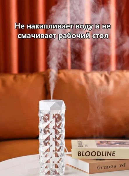 Настільна кришталева лампа із сенсорним керуванням і зволожувачем 3 різновиди квітів. L1 фото