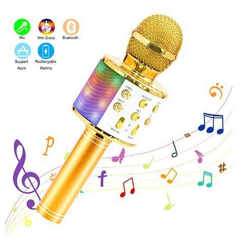 Bluetooth мікрофон-караоке WS-858 з динаміком (колонкою), слотом USB, FM тюнером TV66 фото