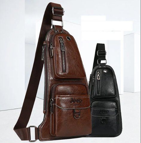 Кожаная мужская сумка через плечо Jeep 777 Bag 882 фото