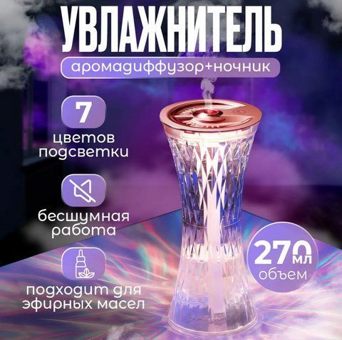 Кристальная лампа с увлажнителем воздуха Xiaomanyo humidifier и сенсорным управлением L3 фото