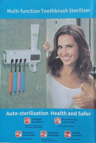 Стерилізатор для зубних щіток на 4 секції з дозатором Multi-function Toothbrush Sterilizer (UV стерилізатор) VEN0318566A фото