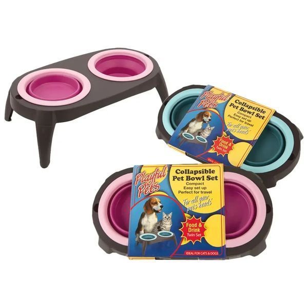 Миска двойная на складной подставке для собак и кошек Pet Bowl Set VEN0707 фото