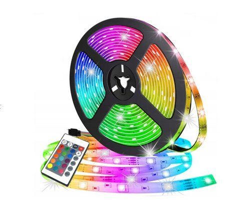 Світлодіодна стрічка led 5 м smd 3528 rgb з пультом і блоком живлення гірлянда на клейкій основі TV0500RGB фото