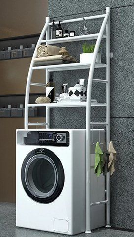 Полиця стелаж підлогова над пральною машинкою Laundry Rack TW-106 Металева біла (10) VEN301 фото
