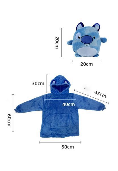 Дитячий плед-худі толстовка халат з капюшоном і рукавами 3 в 1 Huggle Pets Hoodie Синій TV-094 фото
