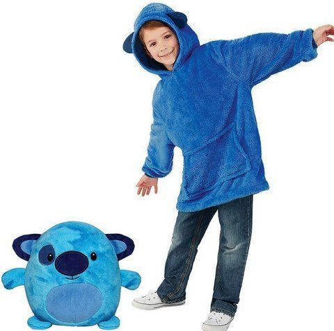 Детский Плед - худи толстовка халат с капюшоном и рукавами 3 в 1 Huggle Pets Hoodie Синий TV-094 фото
