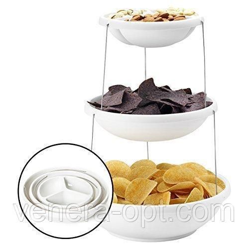 Миска трехуровневая для вечеринок twist fold 3 tiered bowl 35 фото