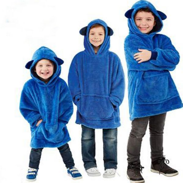 Дитячий плед-худі толстовка халат з капюшоном і рукавами 3 в 1 Huggle Pets Hoodie Синій TV-094 фото