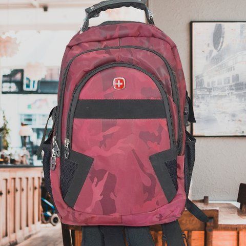 Швейцарский мужской рюкзак Swissgear 9363 с ортопедической спинкой красный пиксель TV-SWISS фото