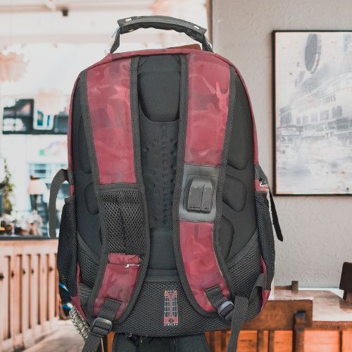 Швейцарский мужской рюкзак Swissgear 9363 с ортопедической спинкой красный пиксель TV-SWISS фото