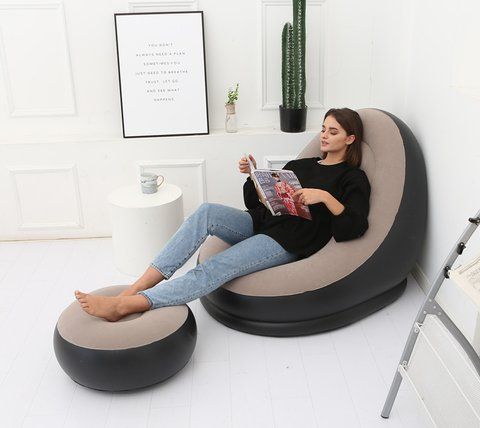 Надувний диван-крісло AirSofa з пуфиком для ніг для відпочинку, надувні магні меблі крісло VEN0160 фото