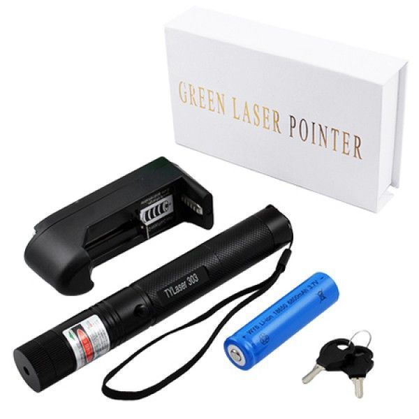 Указка LASER 303 GREEN, Лазерная указка с насадками, Зеленый луч (100) VEN19 фото