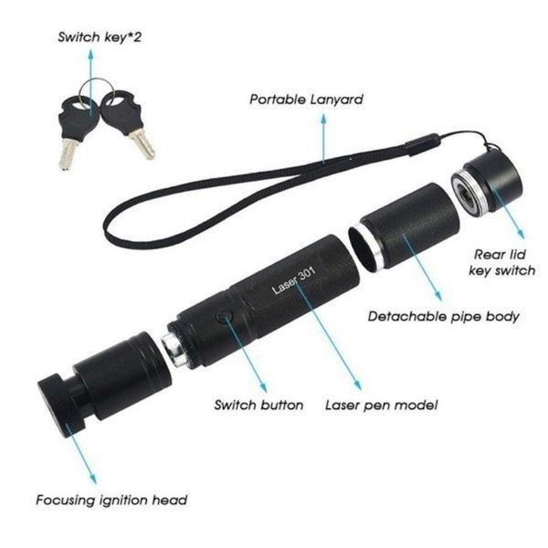 Указка LASER 303 GREEN, Лазерная указка с насадками, Зеленый луч (100) VEN19 фото