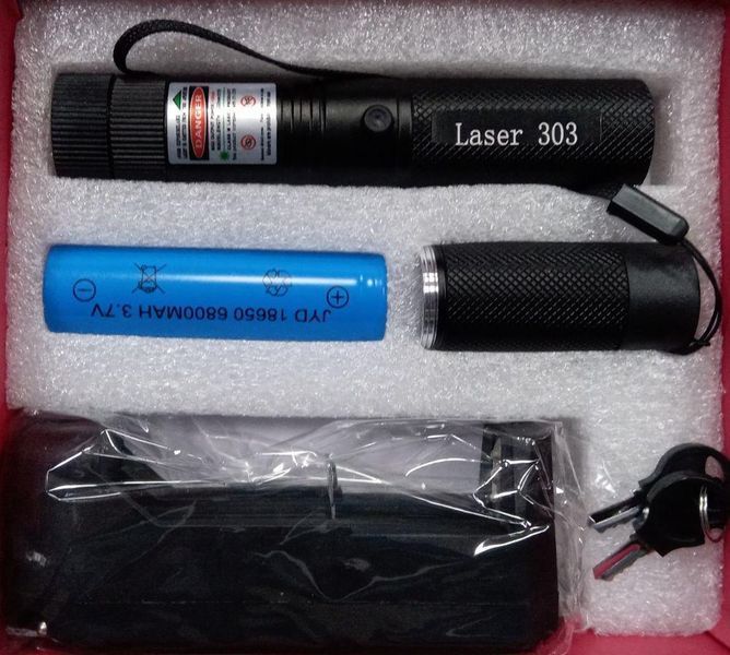 Указка LASER 303 GREEN, Лазерная указка с насадками, Зеленый луч (100) VEN19 фото
