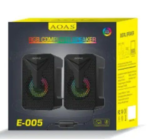 Колонки для ПК Aoas e-005, з підтримкою USB 2.0 зі світлодіодною підсвіткою, 3,5 мм. Колір &mdash; Чорний VEN0289 фото