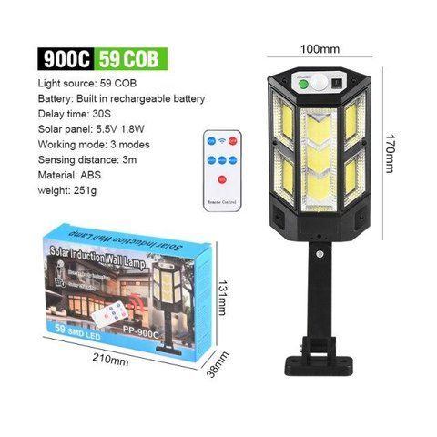 Вуличний ліхтар solar wall lamp PP-900C 59 диодів TV0700 фото