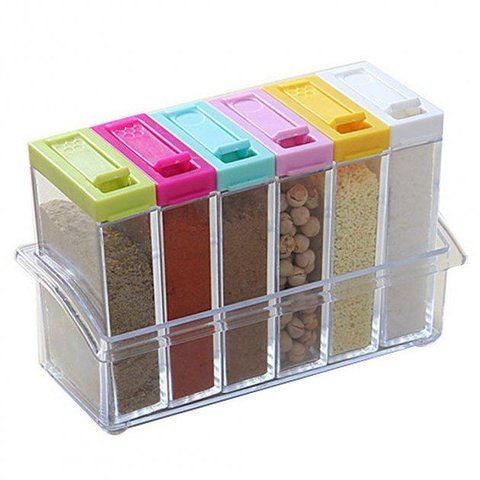 Кухонні підставка з шістьма ємностями для спецій Seasoning six piece set TV65 фото