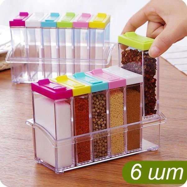 Кухонная подставка с шестью емкостями для специй Seasoning six piece set TV65 фото