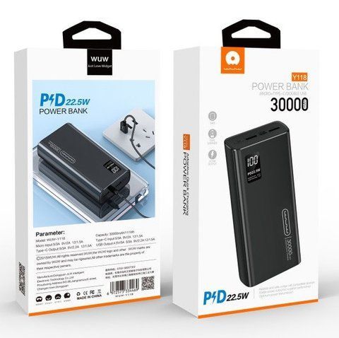 Power Bank WUW Y118 30000mAh PD20W+QC3.0 22.5W VNY118 фото