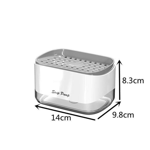 Дозатор для мийного засобу натискний з губкою Soap pump and sponge Біло-сірий VEN0218213 фото