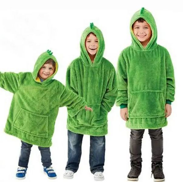Дитячий плед-худі толстовка халат з капюшоном і рукавами 3 в 1 Huggle Pets Hoodie зелений TV-094 фото