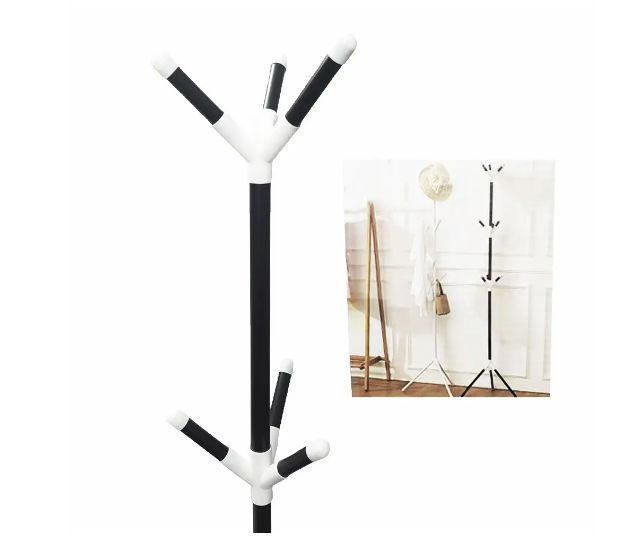 Вешалка для пола черная разборная вешалка для одежды в прихожую Coat Rack 12 крючков BR00053 VE53 фото